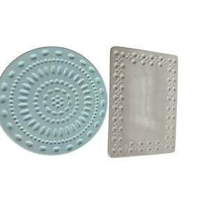 Kate Spade Lenox Embossed Serveware Set | Blue Round & White Tray